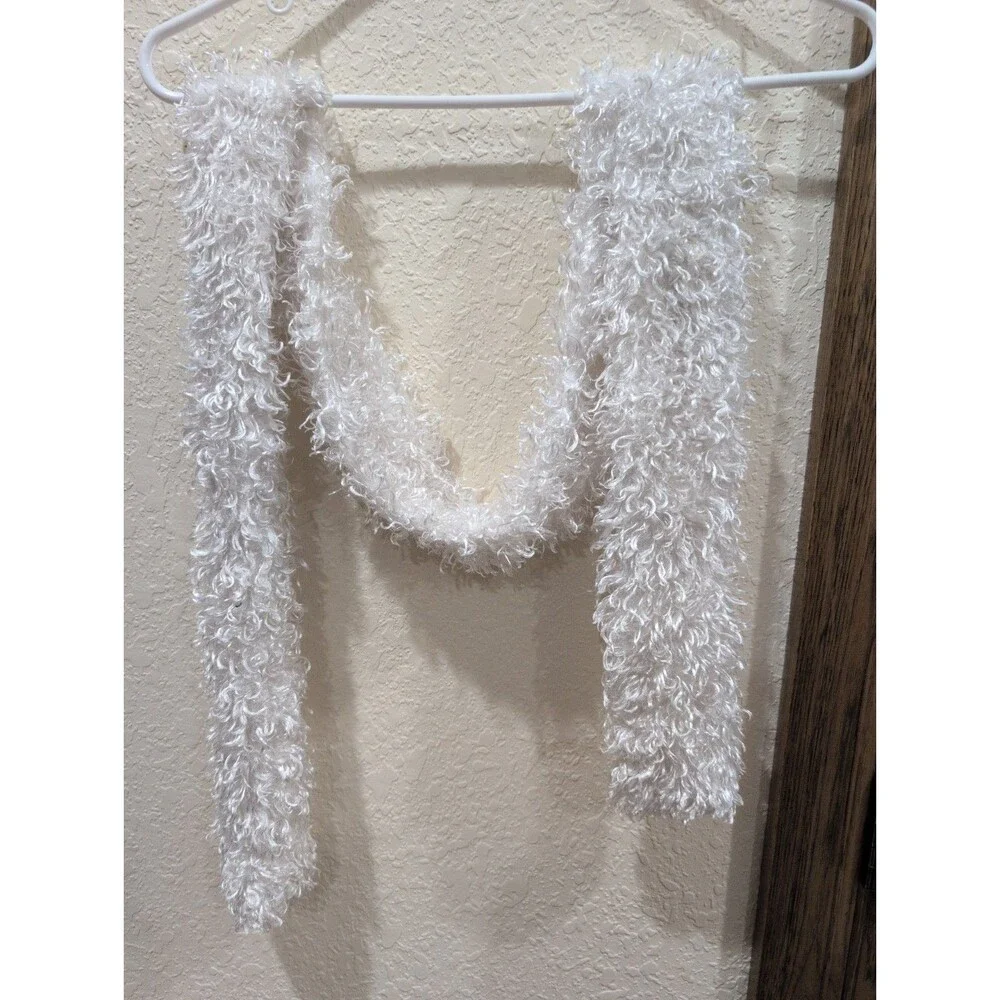 5 Fuzzy Eyelash Skinny Boa Scarf Scarves Black, Gold, White, Silver, Multi